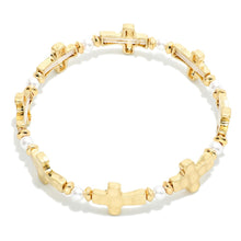 Hammered Cross Stretch Bracelet