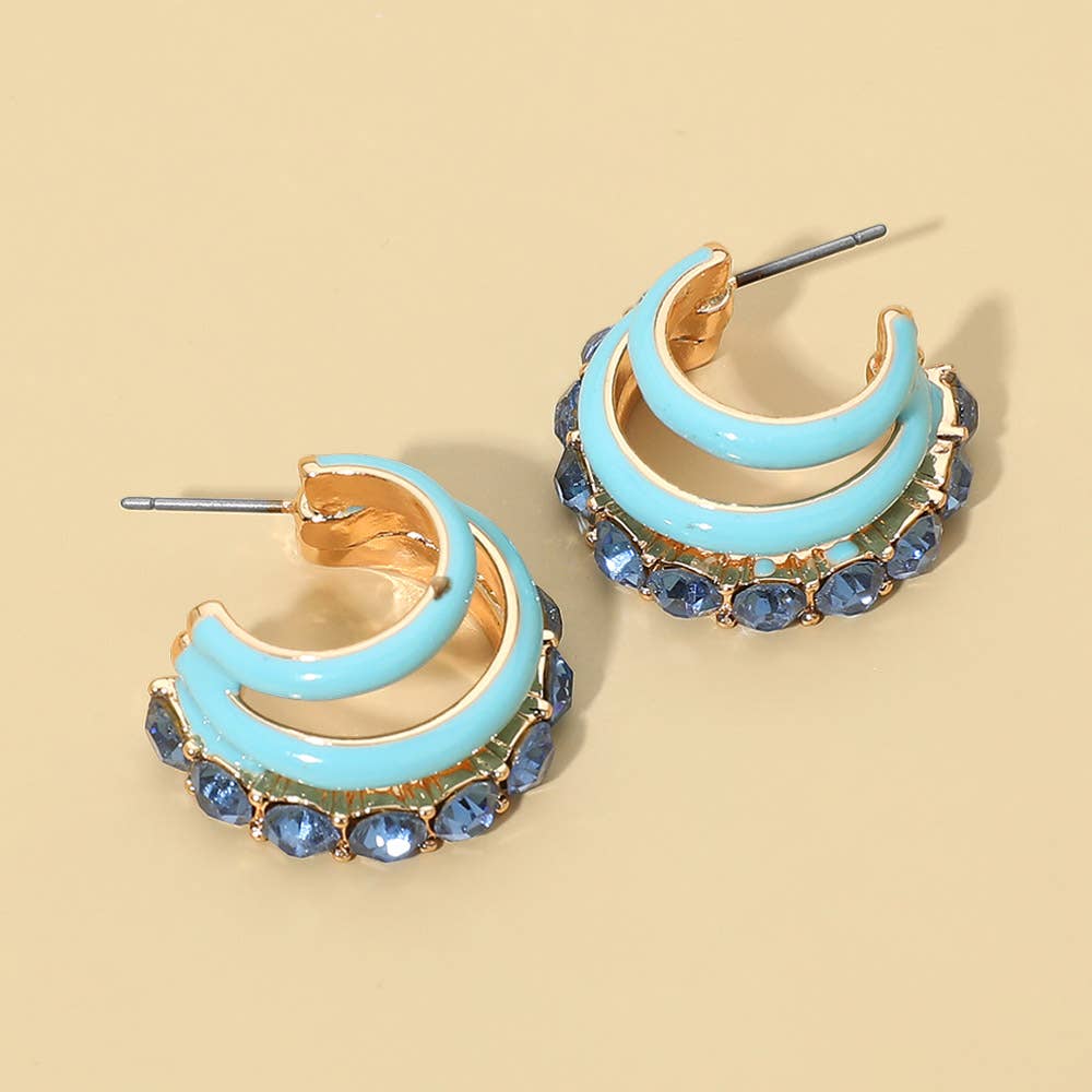 Rhinestone Layered Hoop Earrings