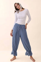 Striped Lace Hem Pants in Black Navy (REG)