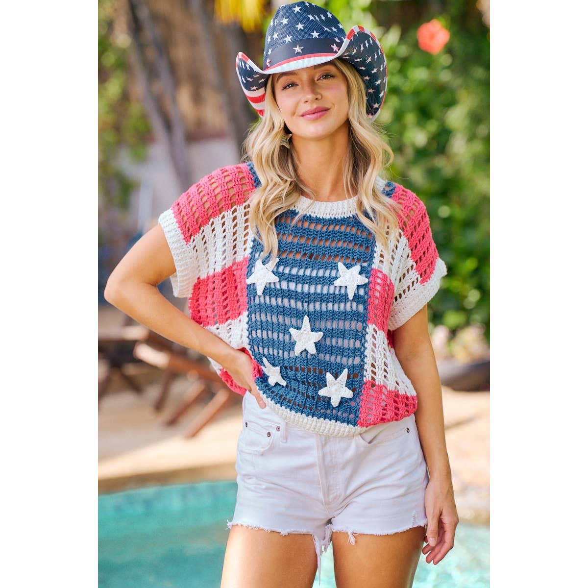 USA Star Patch Sweater Top (REG)