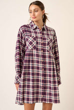 Plaid Button Down Mini Dress in Navy (REG)