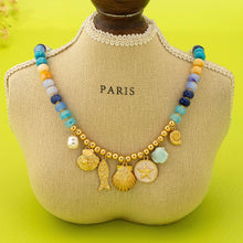 Nautical Blue Beaded Charm Necklace