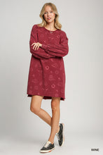 Western Terry Sweatshirt Dress in Wine (REG)