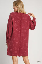 Western Terry Sweatshirt Dress in Wine (REG)