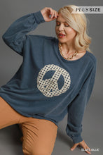 Lace Peace Patch Top in Denim Blue (PLUS)