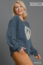 Lace Peace Patch Top in Denim Blue (PLUS)