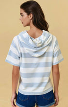 Wide Striped Hoodie Top in Blue (REG)