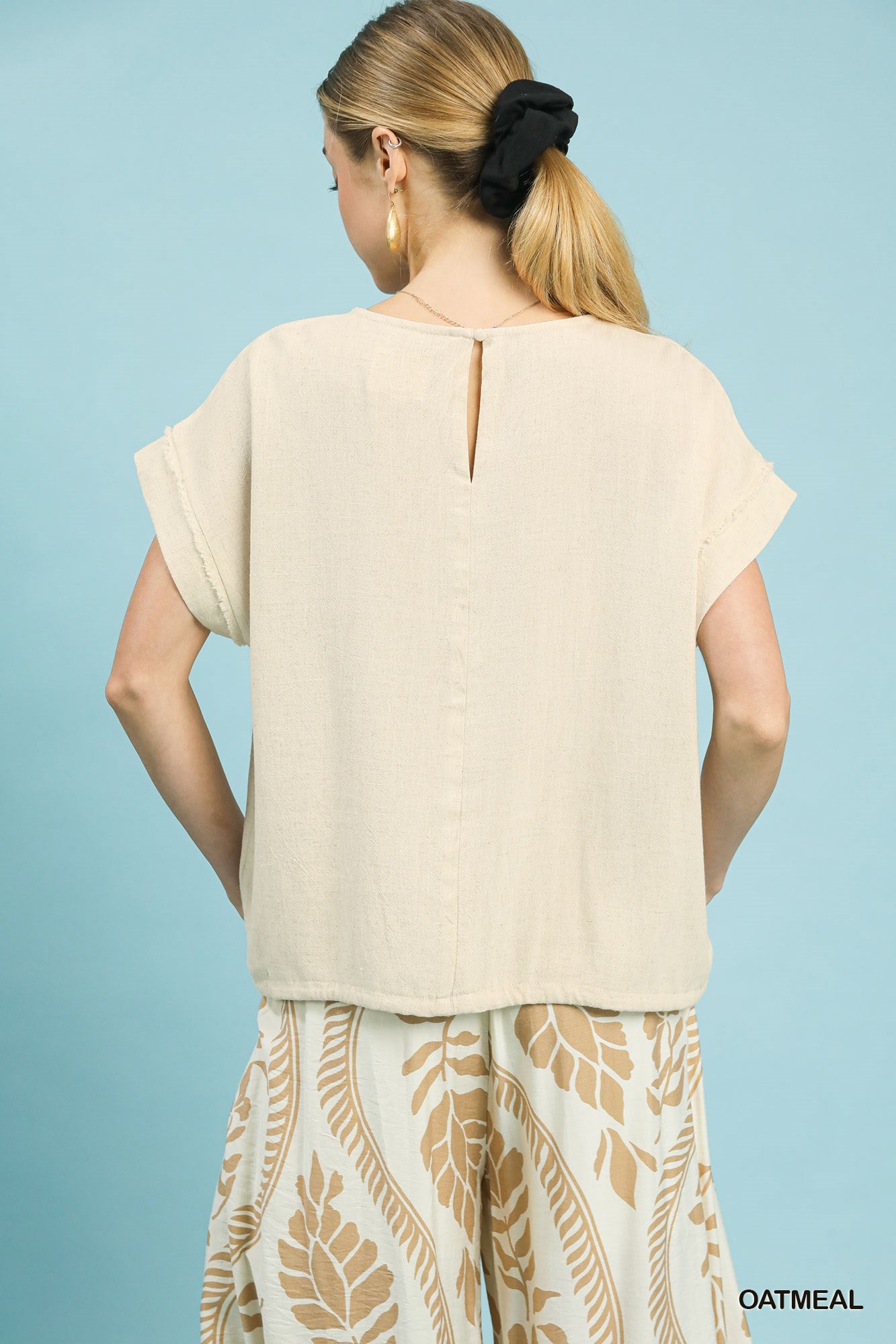 Drawstring Top in Oatmeal (REG)