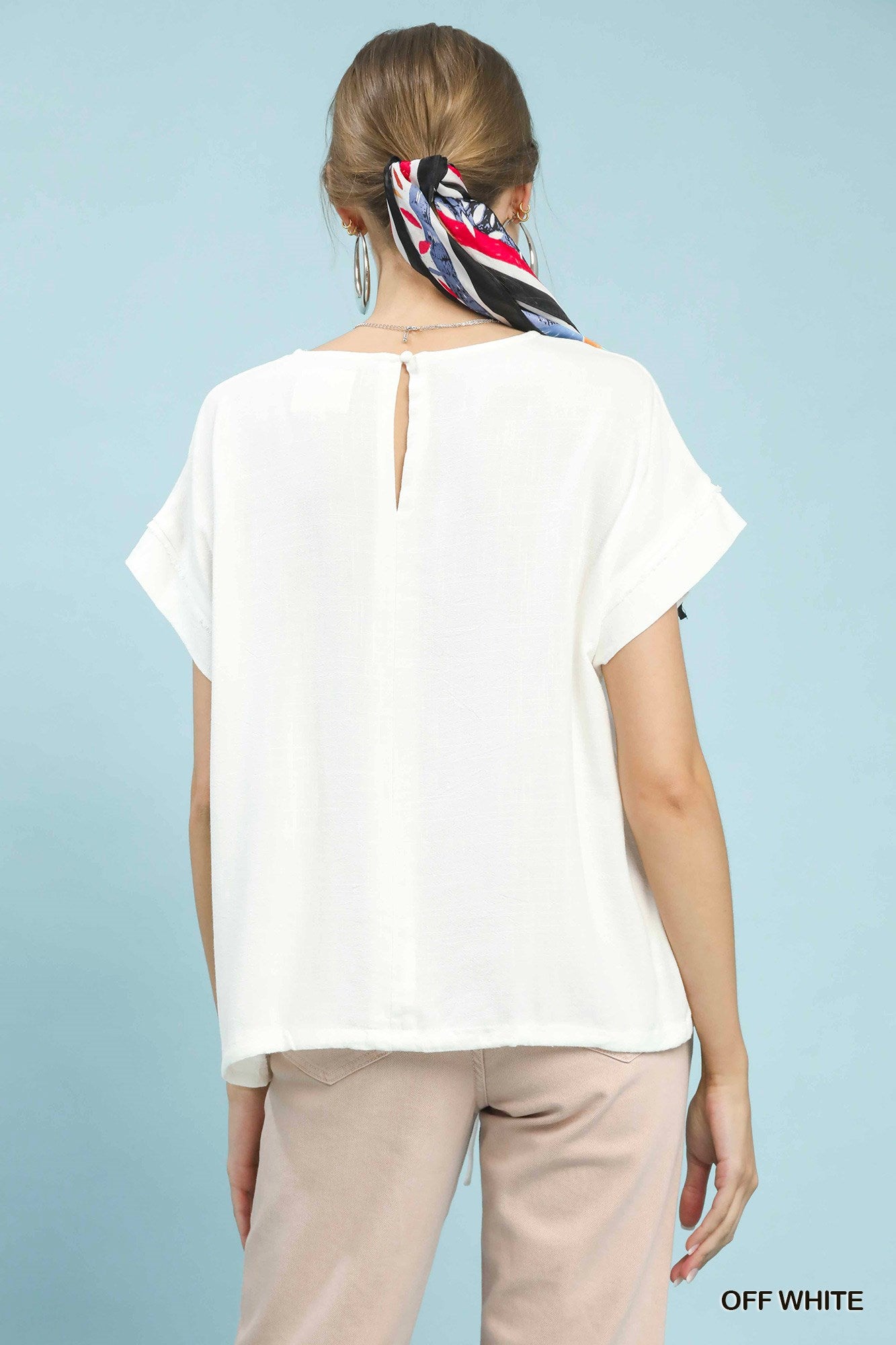 Drawstring Top in Off White (REG)
