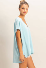 Oversized V-Neck Top in Blue (REG/PLUS)