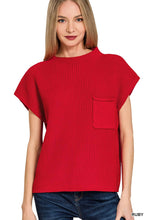 Mock Neck Pocket Sweater Top in Ruby (REG)
