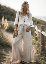Tiered Linen Palazzo Pants in Natural (REG)