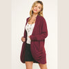 Soft Wrap Open Cardigan in Burgundy (REG)