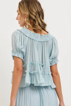 Tiered Ruffle Layer Top in Misty Blue (REG)