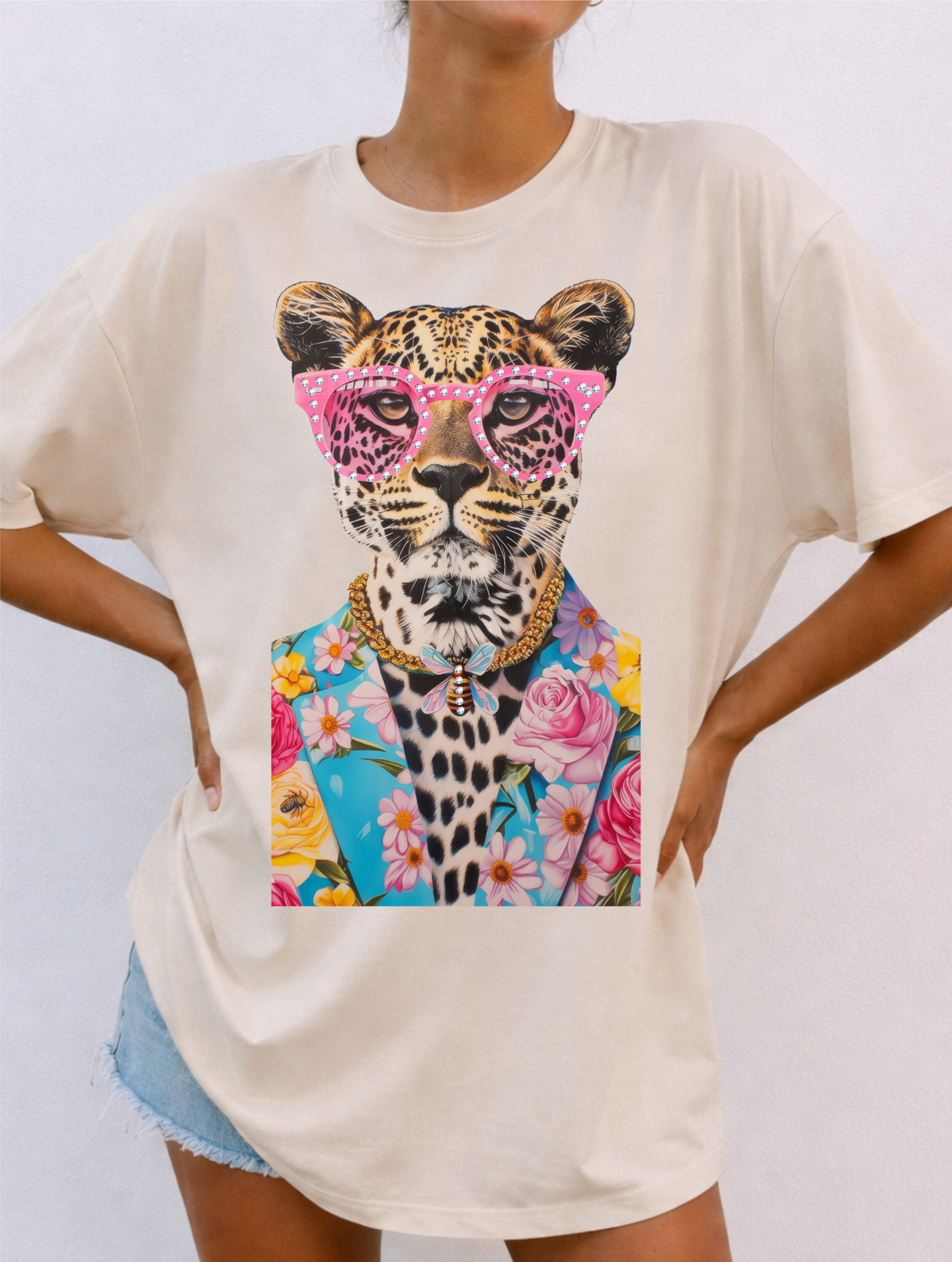 Fashion Leopard w/ Crystals Tee (REG)