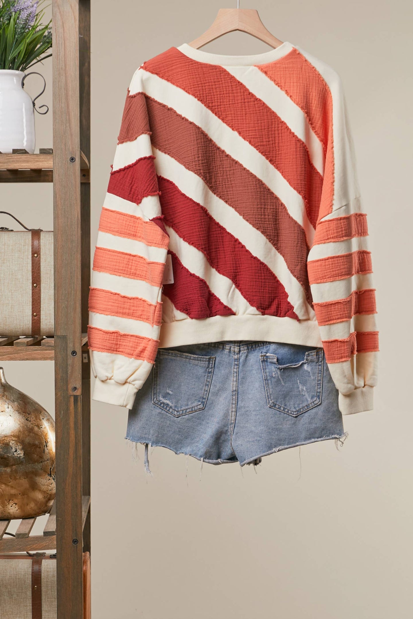 Texture Striped Top in Rust (REG)