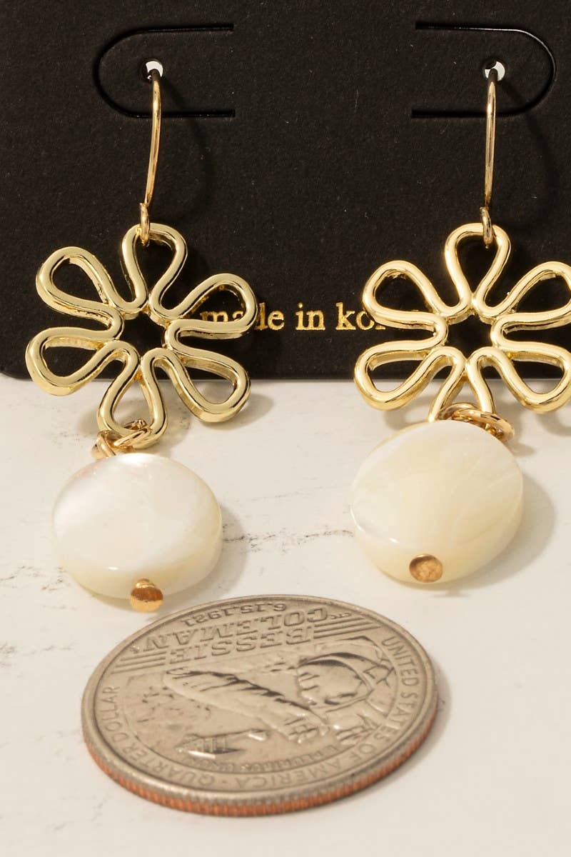 Shell And Flower Dangle Earrings