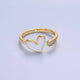 24K Filled White Heart Wrap Ring