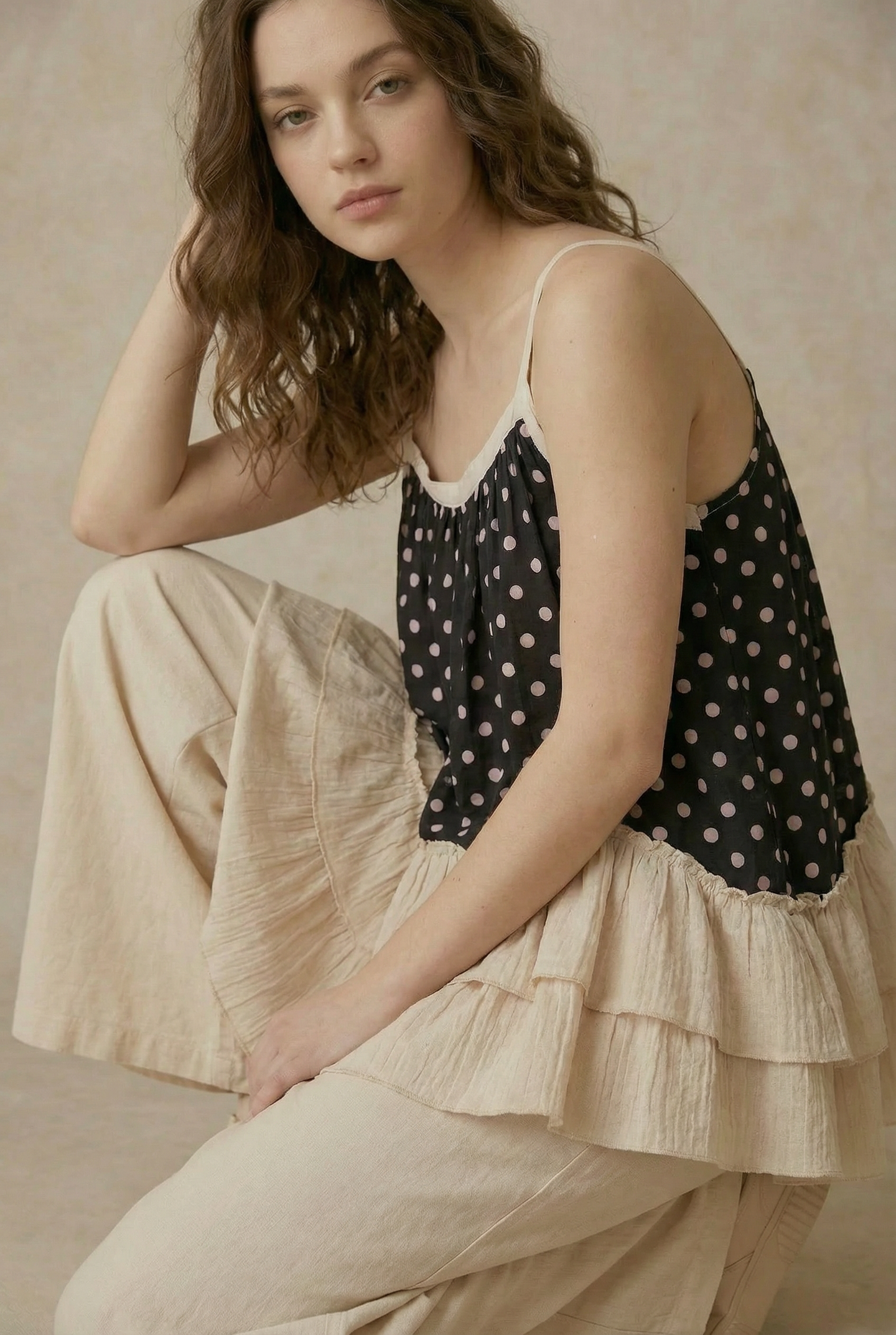 Layered Polka Dot Tunic Top (REG)