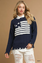 American Flag Cable Sweater in Navy (REG)