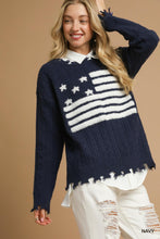 American Flag Cable Sweater in Navy (REG)