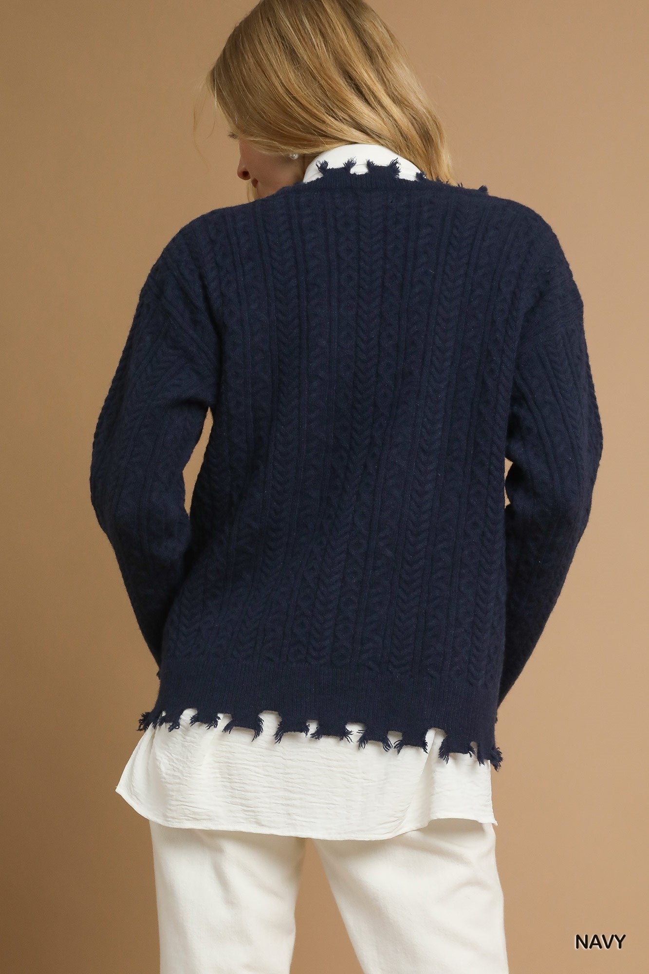 American Flag Cable Sweater in Navy (REG)