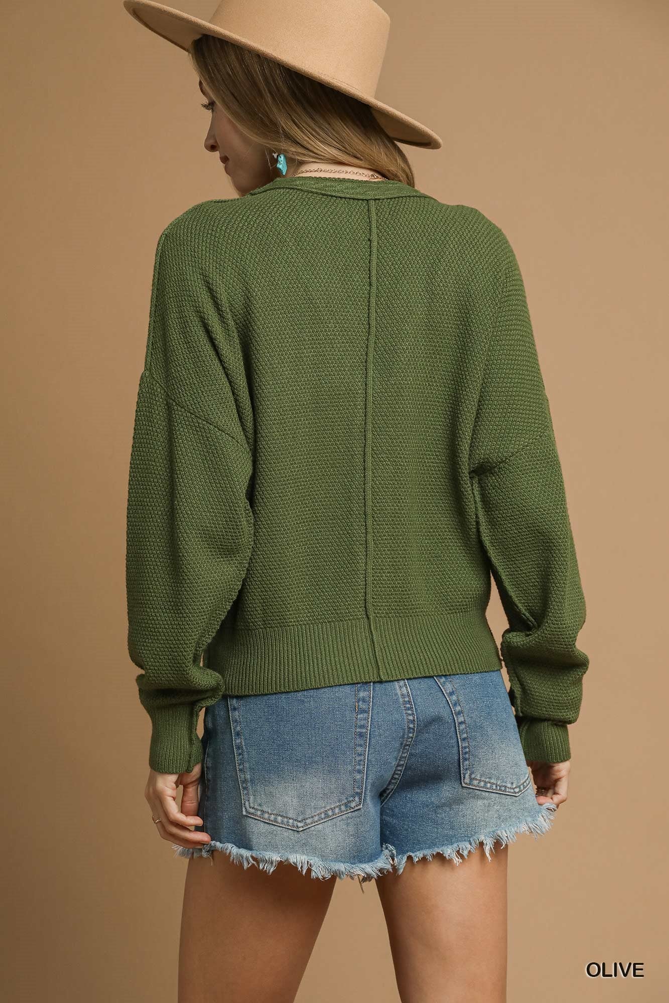 Classy Cable Cardigan in Olive (REG)