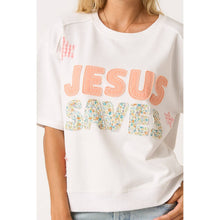 Jesus Saves Patchwork Tee in White (REG)