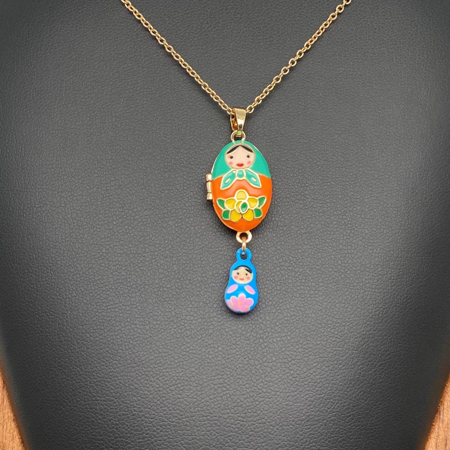 Cute Enamel Locket Necklace