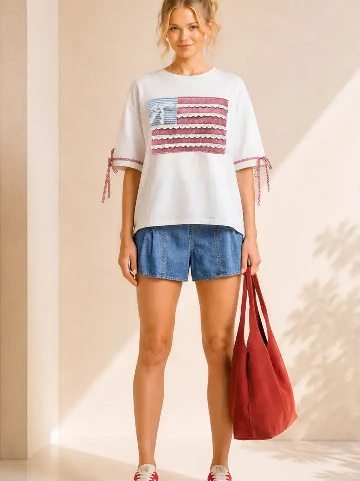 USA Lace and Bow Top (REG)