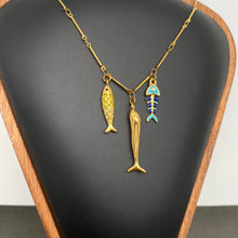 18K Triple Fish Charm Necklace