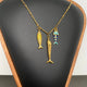 18K Triple Fish Charm Necklace