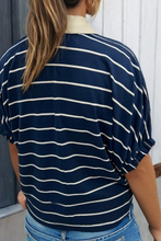 Striped Stand Collar Top in Blue (REG)