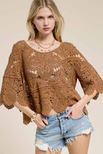 Mocha Floral Crochet Top (REG)