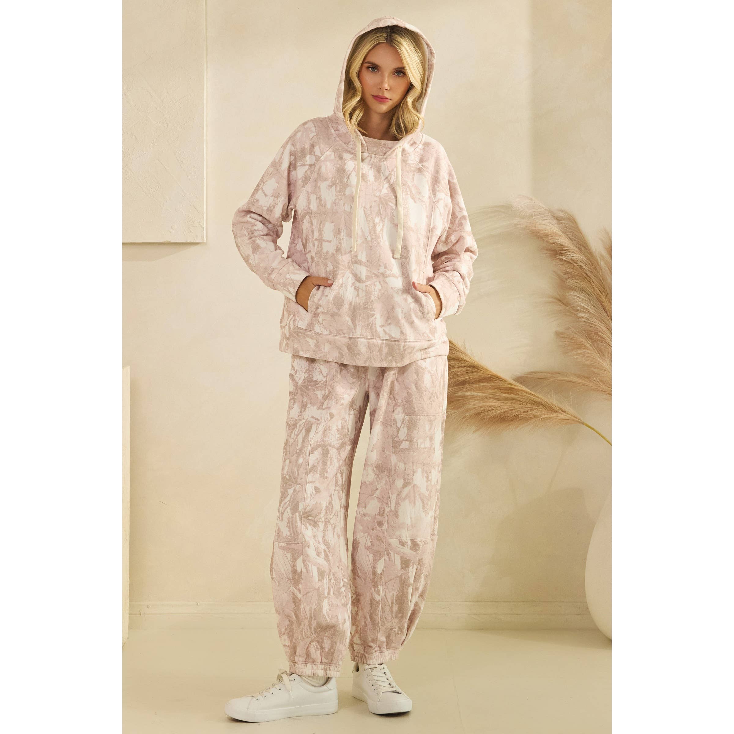 Printed French Terry Pants in Pink Camo (REG)