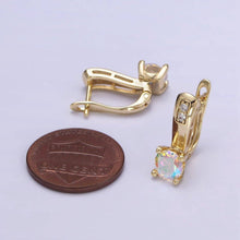 24K CZ English Lock Hoop Earrings