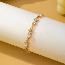 Pearl and Rhinestone Flower Bracelet