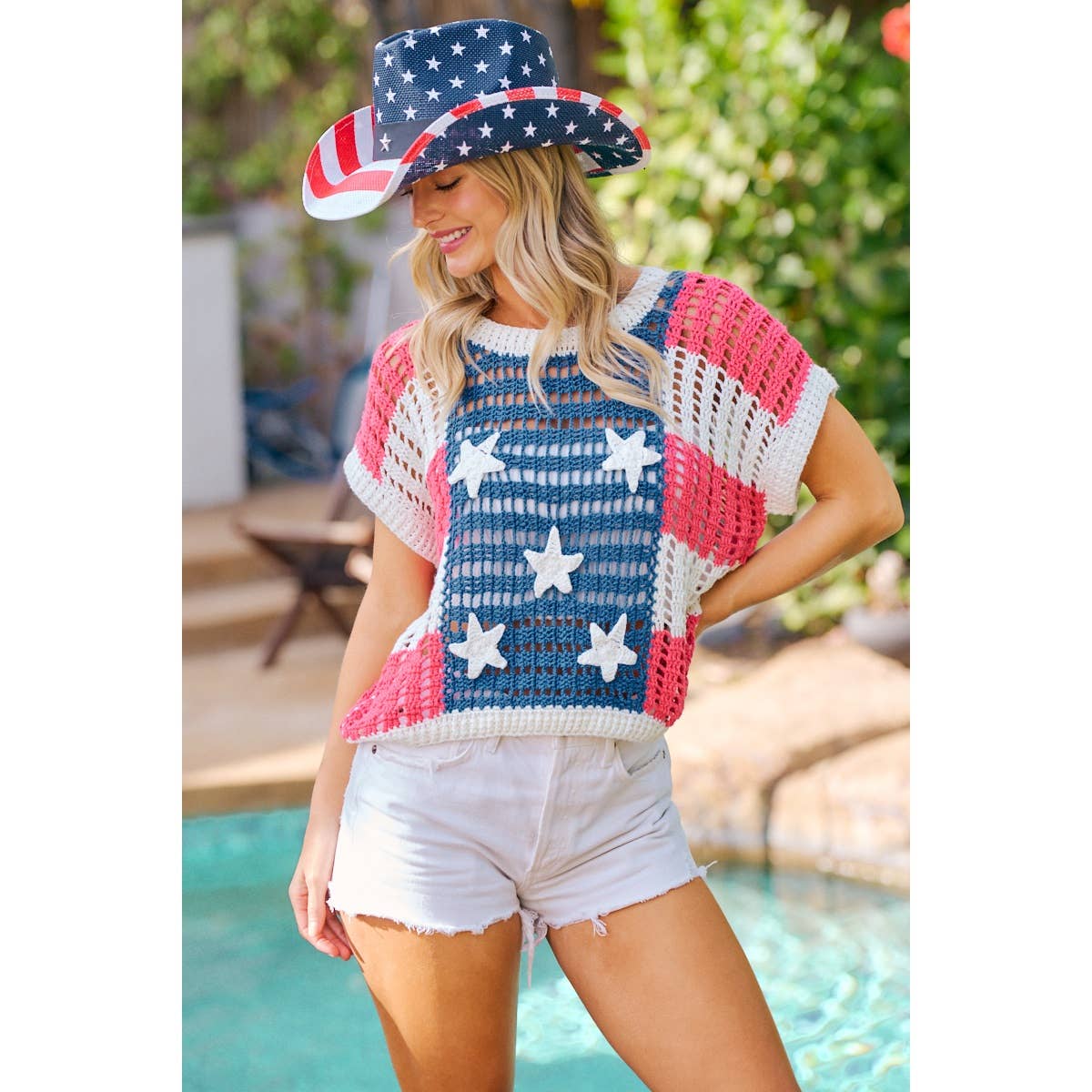 USA Star Patch Sweater Top (REG)