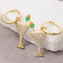 Pave Martini Hoop Earrings