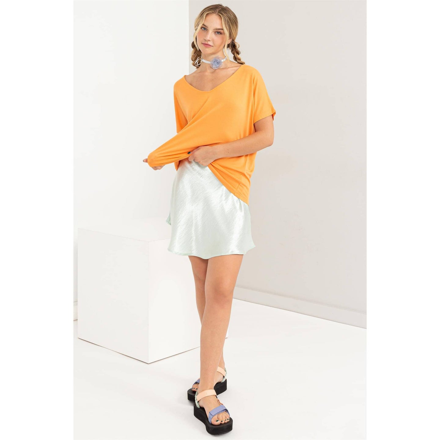 Orange V-Neck Dolman Top (REG)