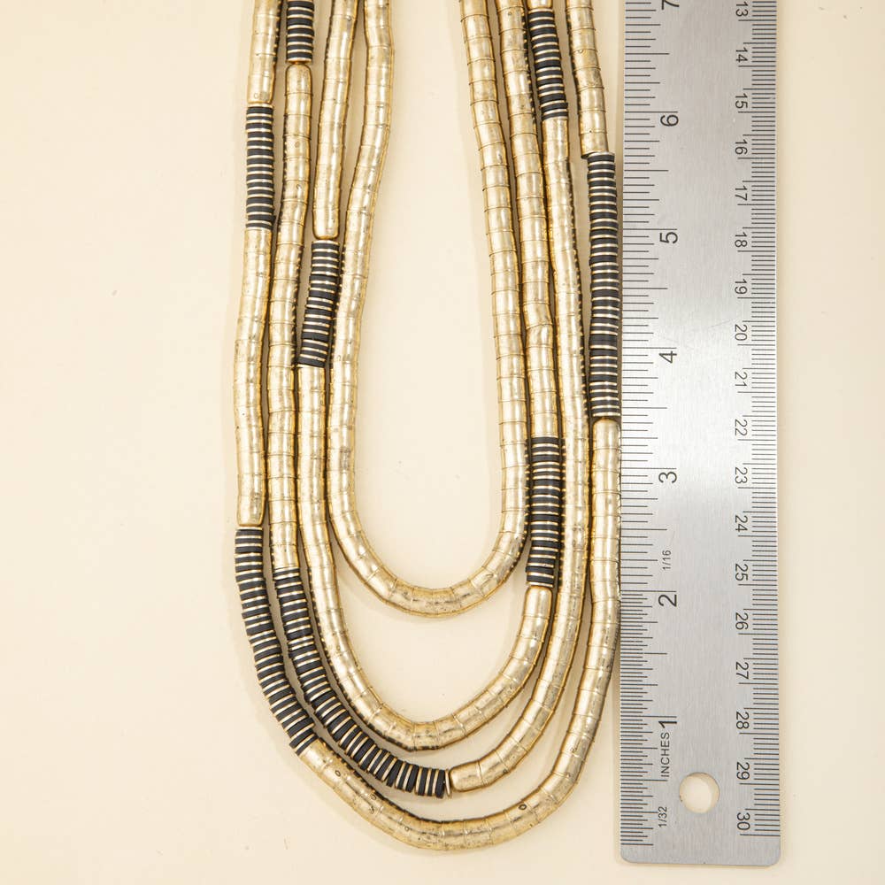 Tube Bead Layered Statement Necklace