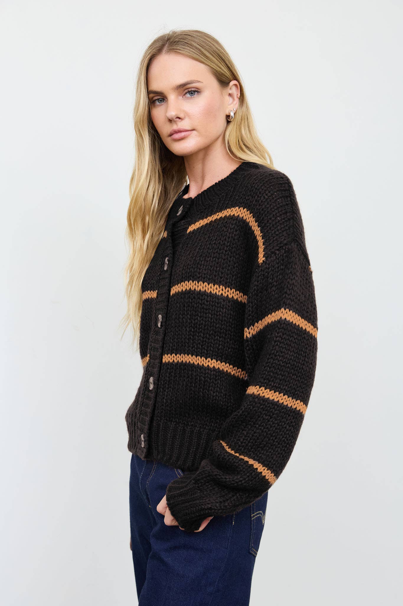 Brown & Blue Striped Cardigan (REG)