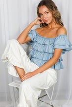 Ruffle Tiered Chambray Top (REG)