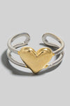 Two Tone Open Heart Ring