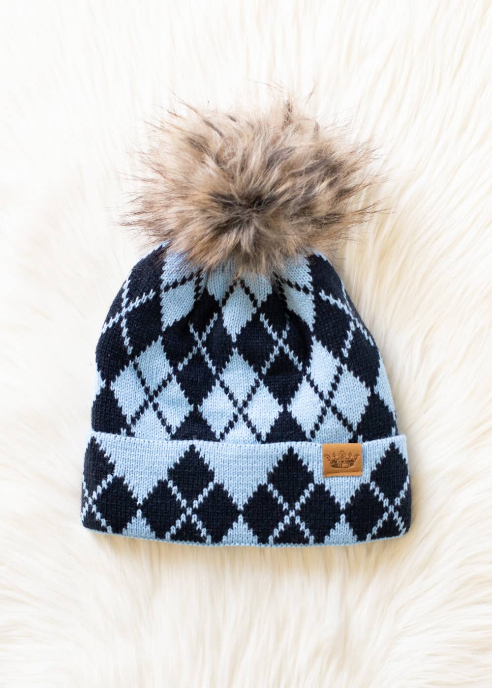 Blue Argyle Pom Hat