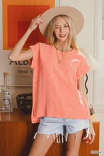 Acid Wash Gauze Hi-low Top in Coral (REG)