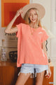 Acid Wash Gauze Hi-low Top in Coral (REG)