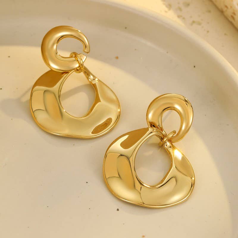 18K Classy Gold Drop Earrings