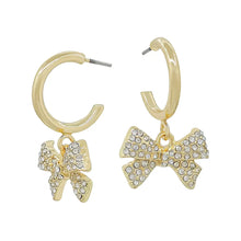 Rhinestone Bow Hoop Earrings