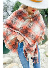 Pretty and Plaid Tassel Poncho